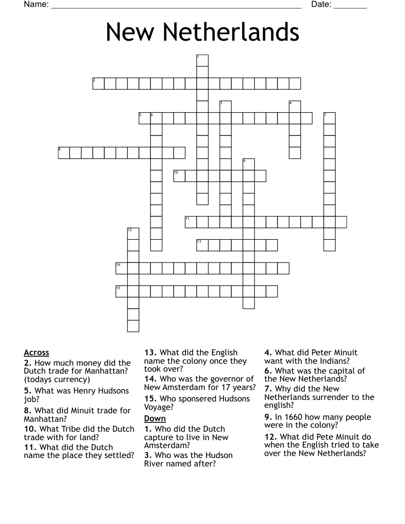 New Netherlands Crossword WordMint