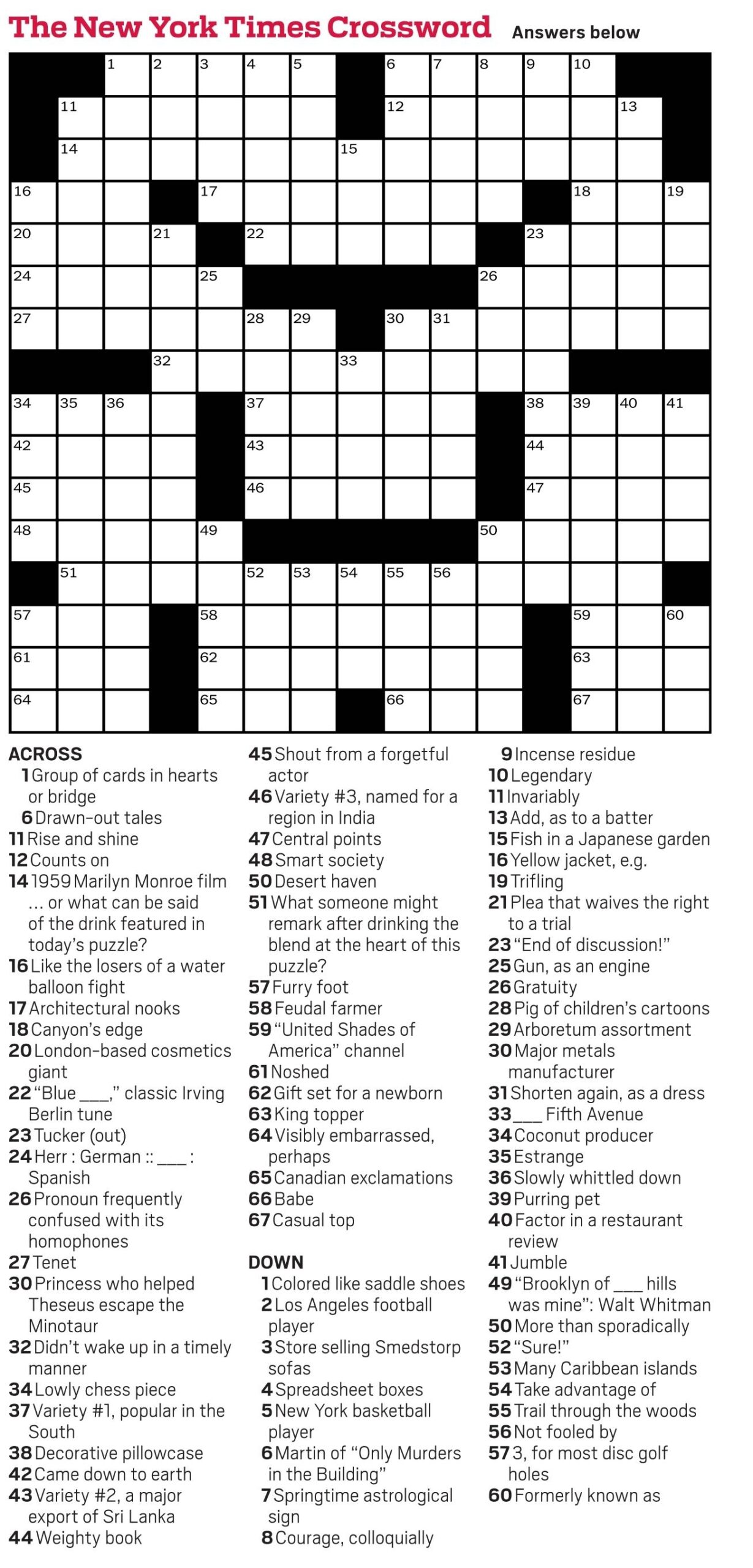 New York Times Daily Crossword Puzzles New York Times Daily Crossword Puzzles