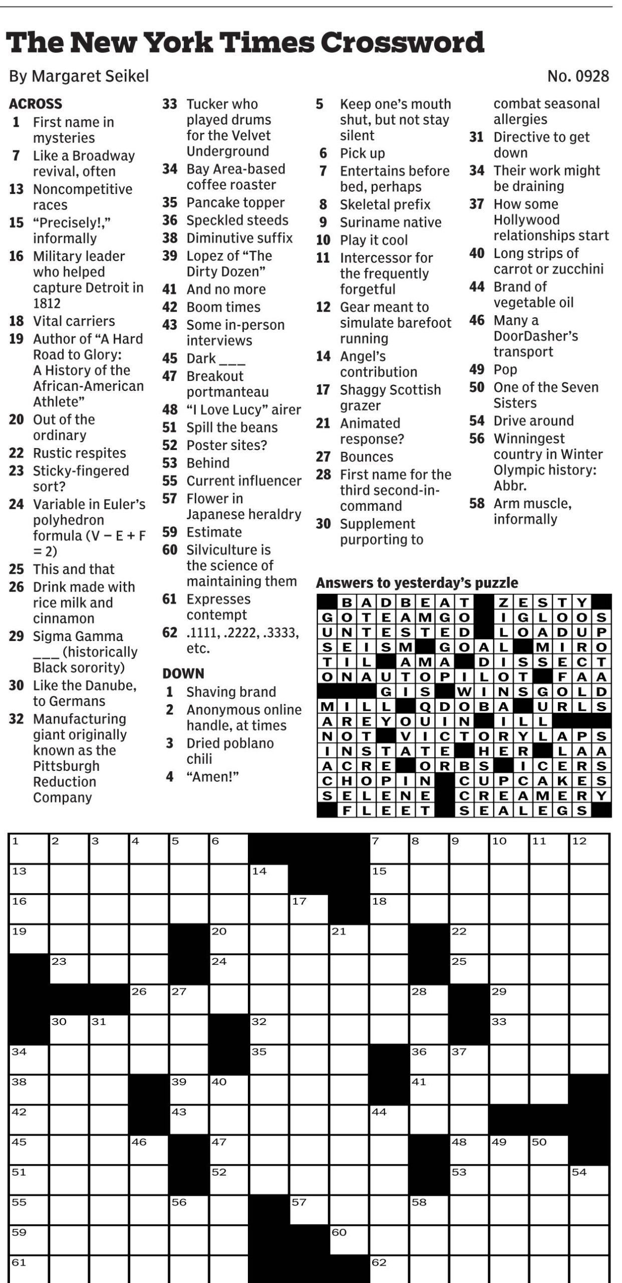 New York Times Daily Crossword Puzzles