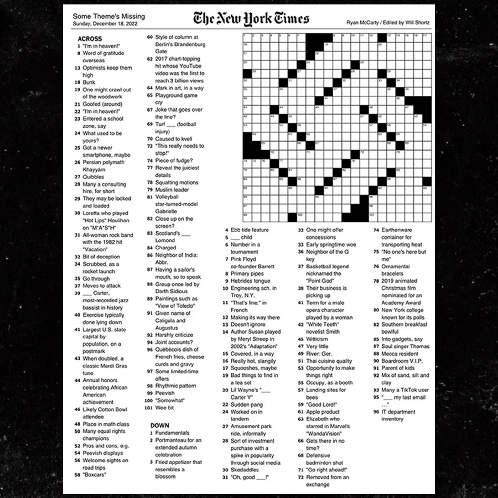 new york times sunday crossword answers