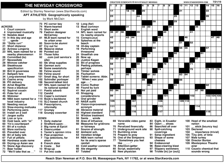 Newsday Crossword Puzzle Answers Free Printable Crosswords Newsday Crossword Puzzle Answers Free Printable Crosswords