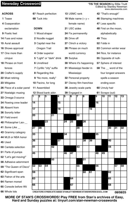 Newsday Crossword Puzzle Creators Syndicate