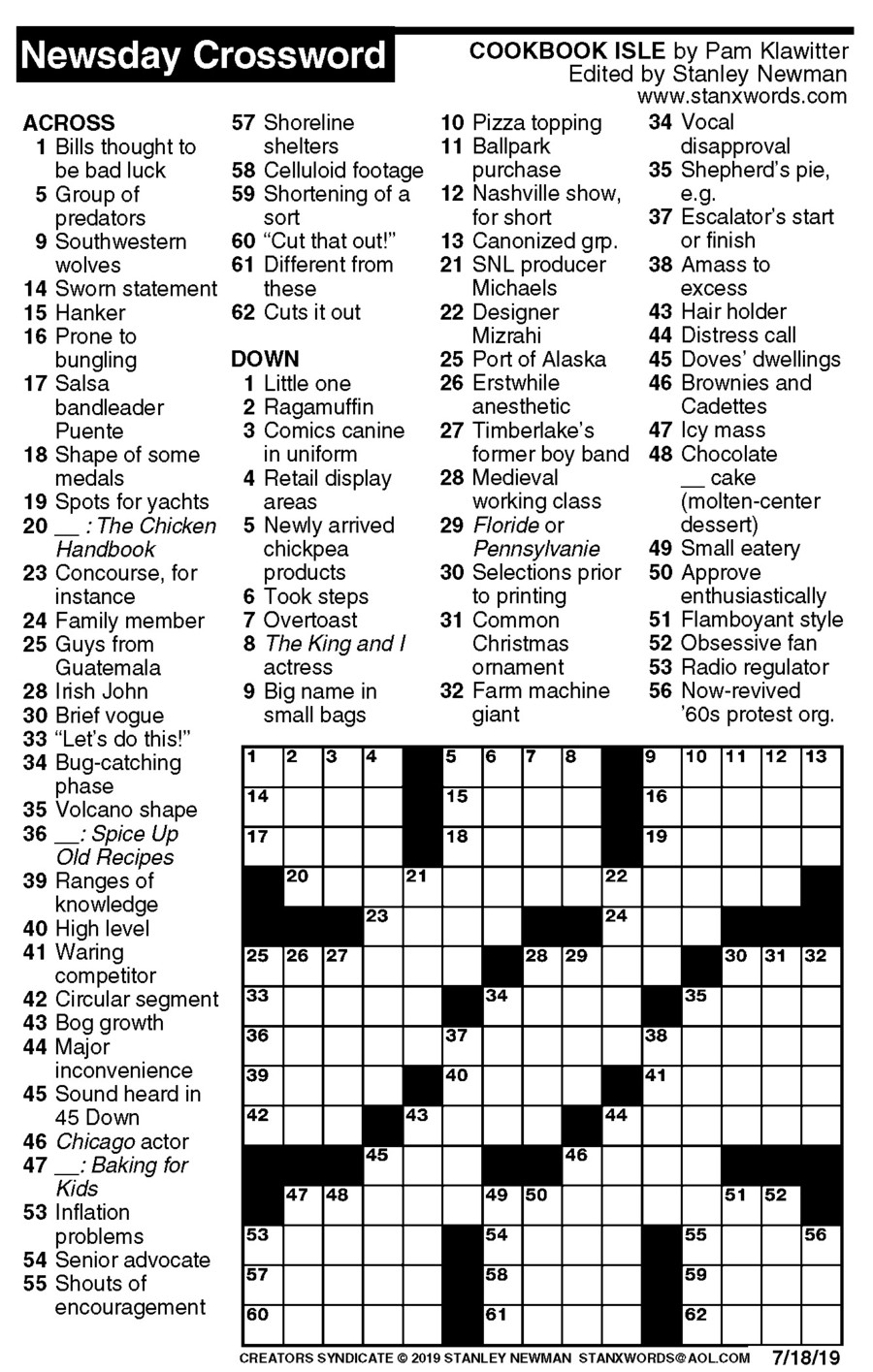 Newsday Printable Crossword Puzzle Printable Coloring Free