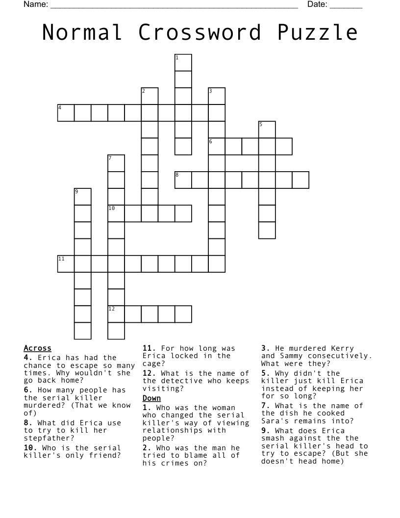 Normal Crossword Puzzle WordMint Normal Crossword Puzzle WordMint
