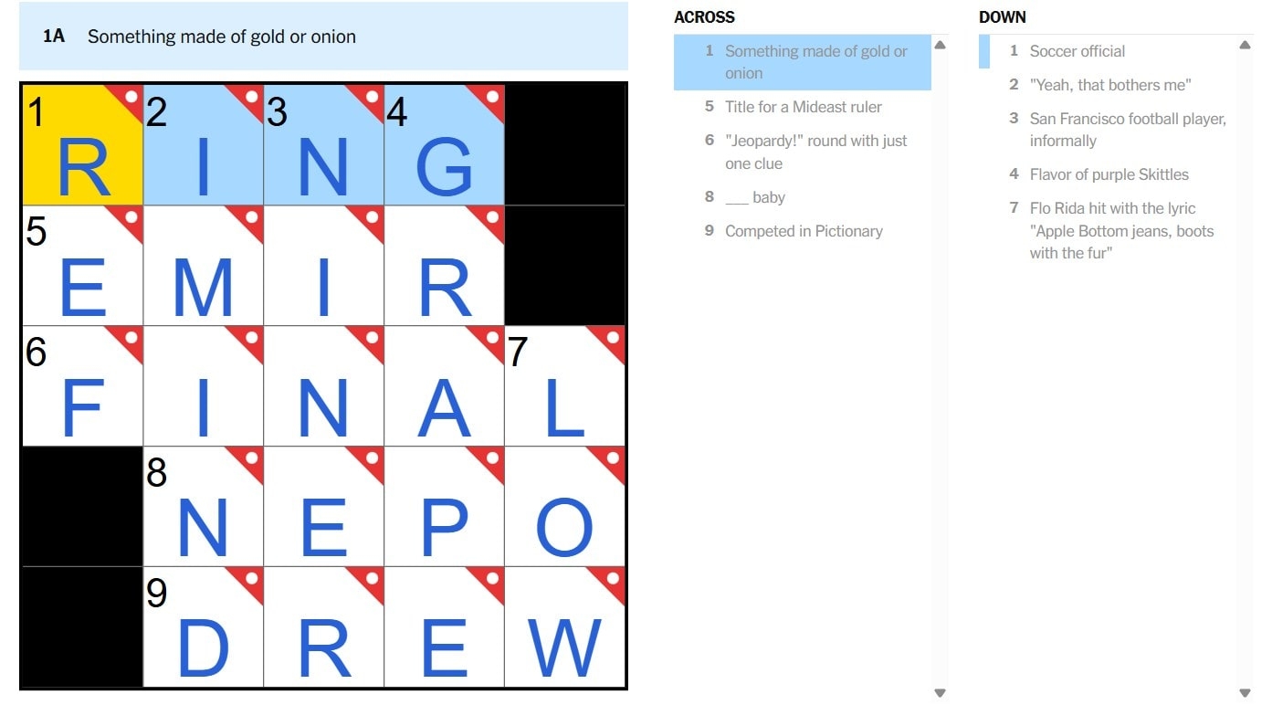 NYT Mini Crossword June 30 2025 What Is Something Made Of Gold Or Onion Answer H2S Media