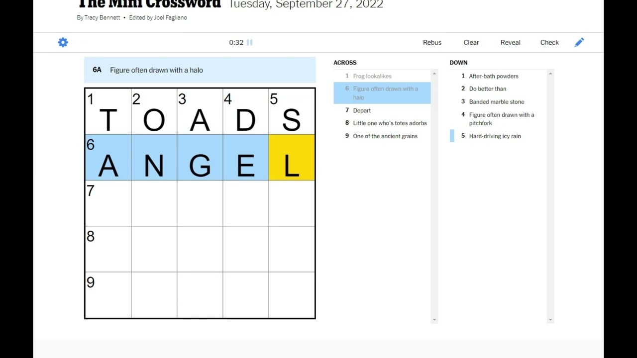 NYT Mini Crossword September 27 2022 Answers YouTube