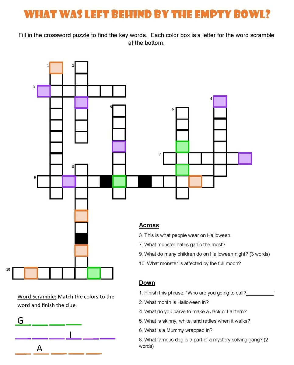 Oh No Someone Emptied The Bowl Of Candy Left Out For Visitors And Trick or treaters But There Was An Item Left By The Bowl Solve The Crossword To Get Your First Clue This