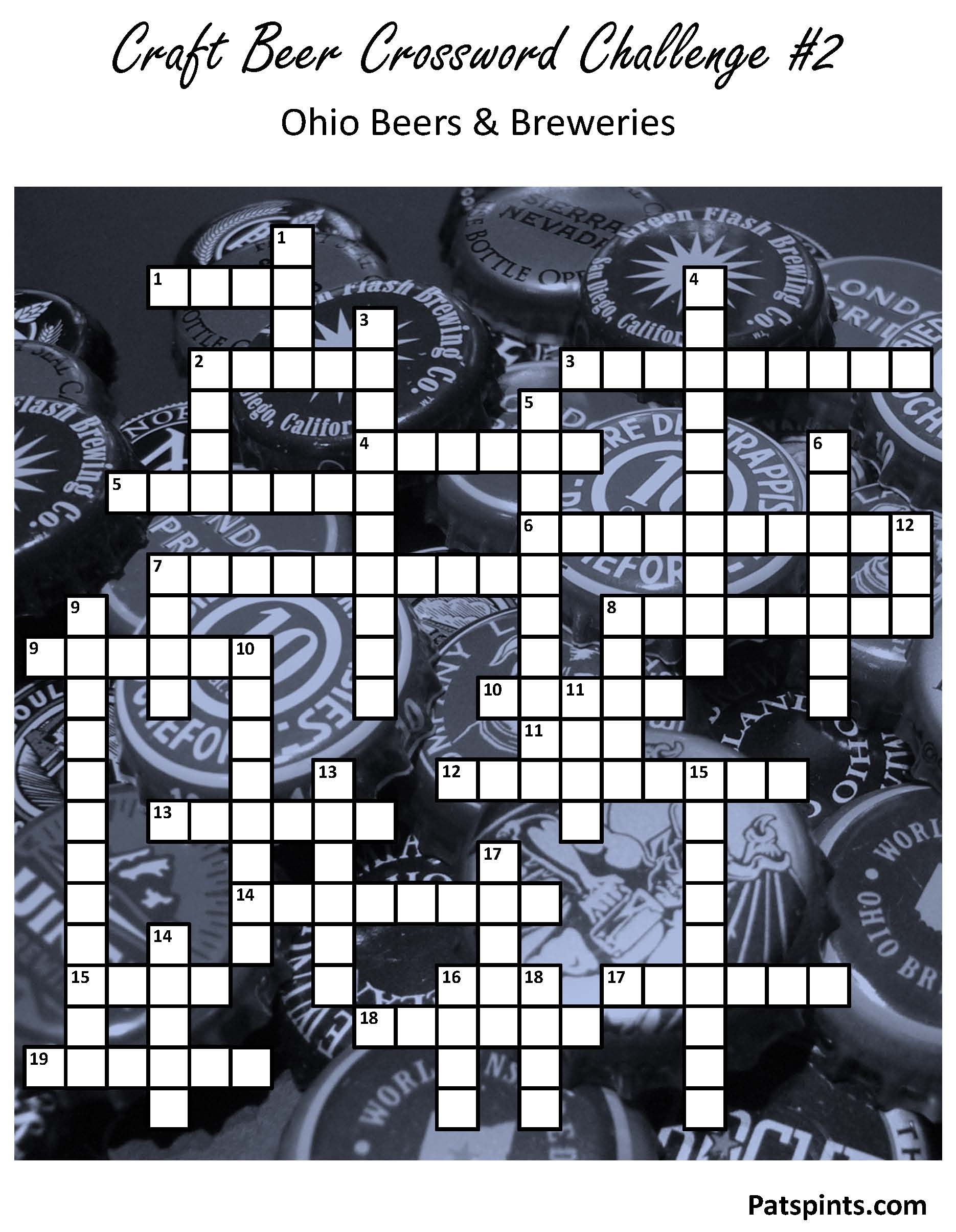 Ohio Craft Beer Crossword Puzzle Pat s Pints Ohio Craft Beer Crossword Puzzle Pat s Pints