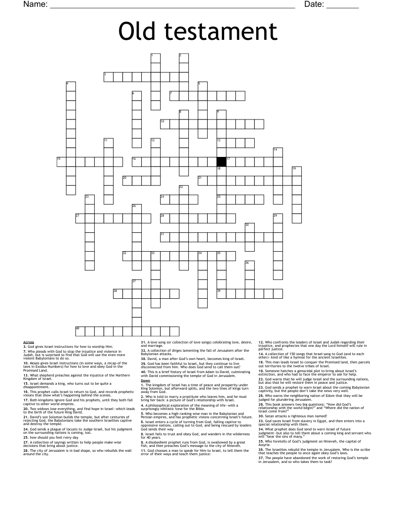 Old Testament Crossword WordMint