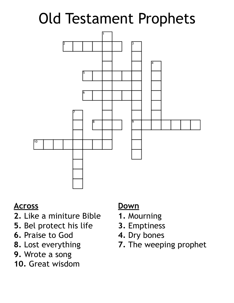 Old Testament Prophets Crossword WordMint Old Testament Prophets Crossword WordMint