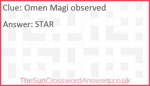 Omen Magi Observed Crossword Clue TheSunCrosswordAnswers co uk
