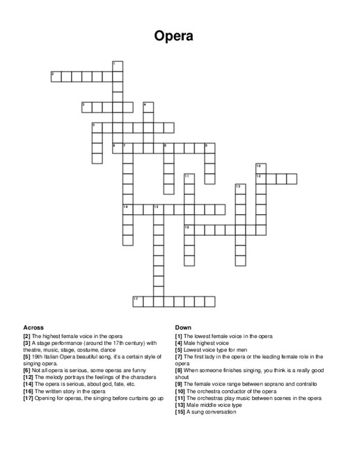 Opera Crossword Puzzle