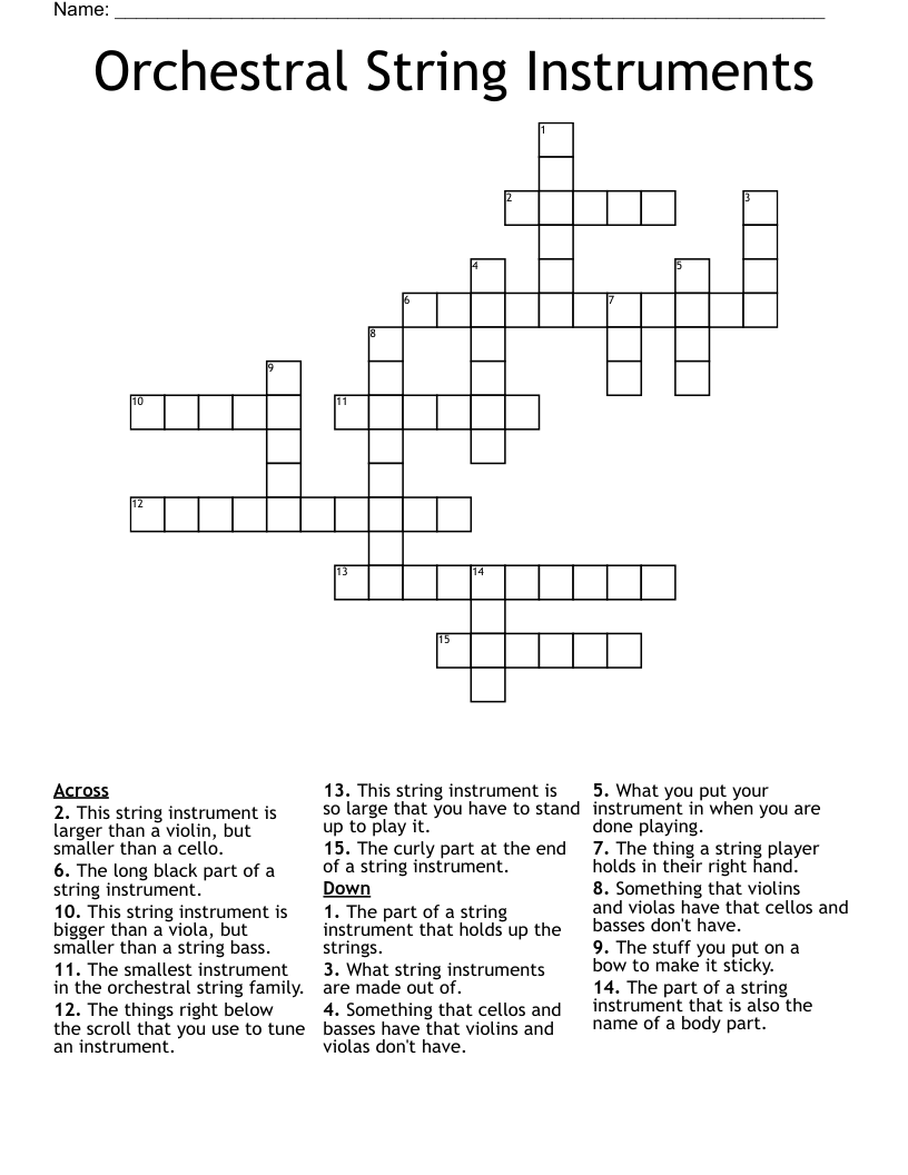 Orchestral String Instruments Crossword WordMint