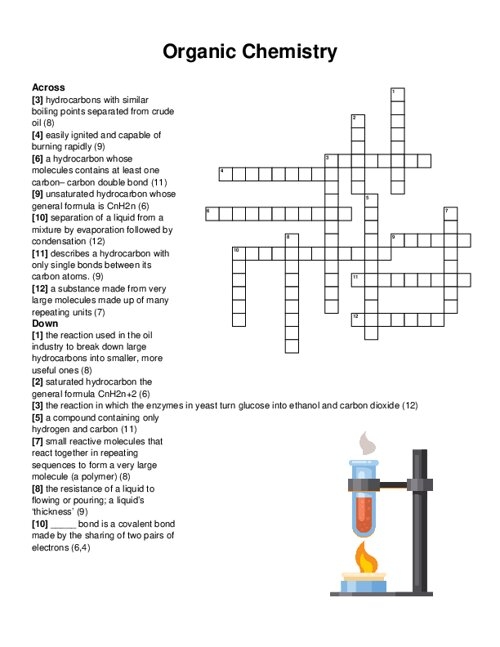 Organic Chemistry Crossword Puzzle Organic Chemistry Crossword Puzzle