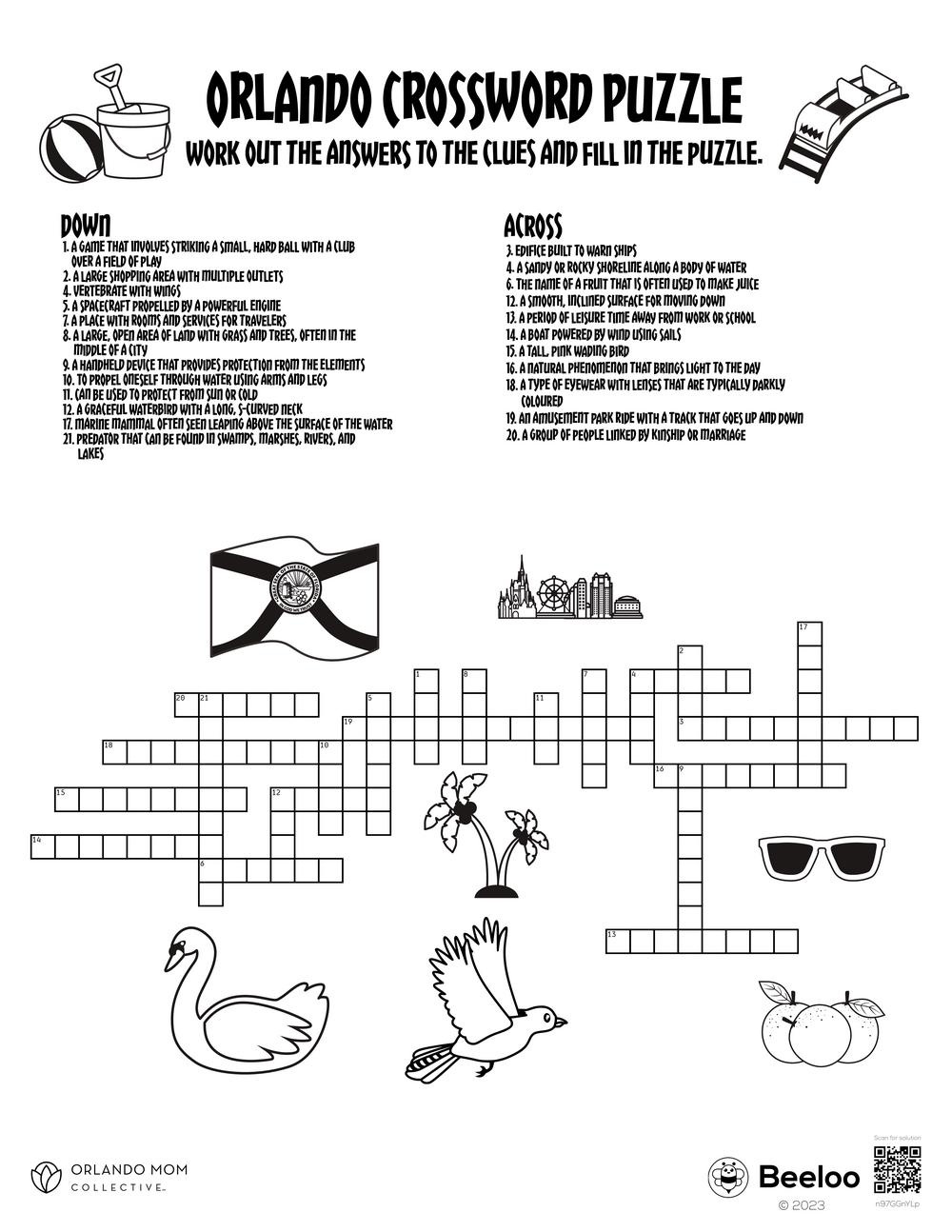 Orlando Crossword Puzzle Beeloo Printable Crafts And Activities For Kids Orlando Crossword Puzzle Beeloo Printable Crafts And Activities For Kids