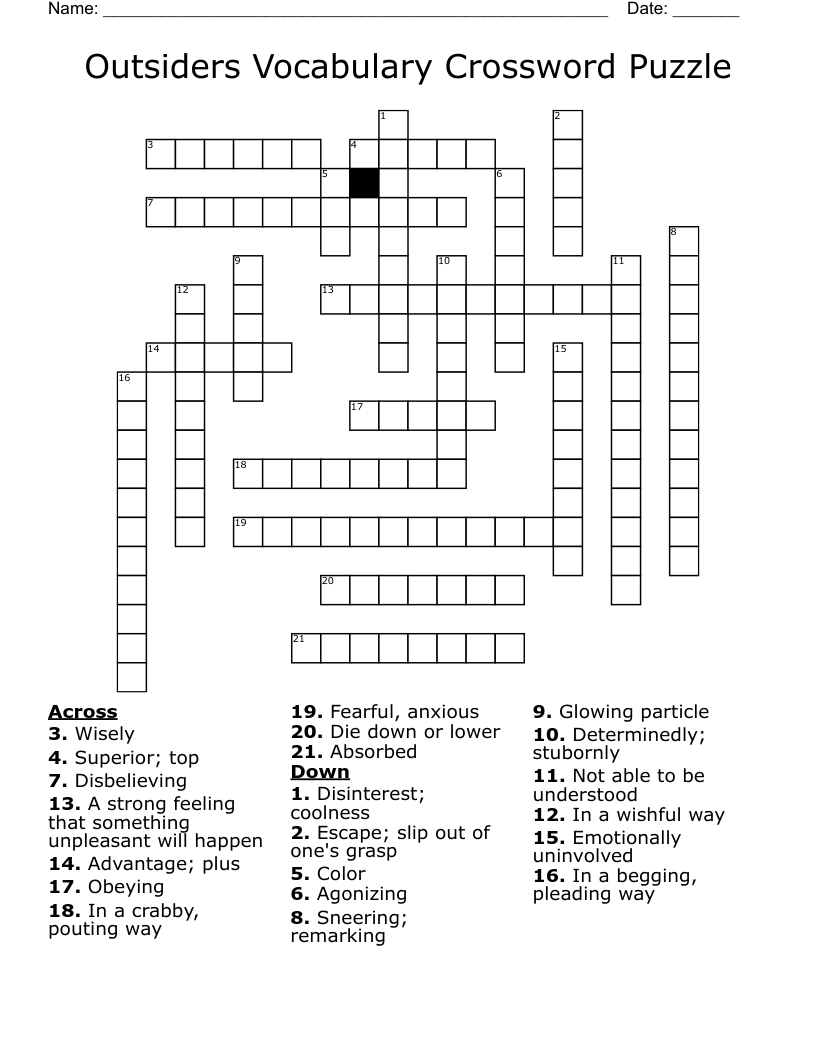 the outsiders crossword puzzle