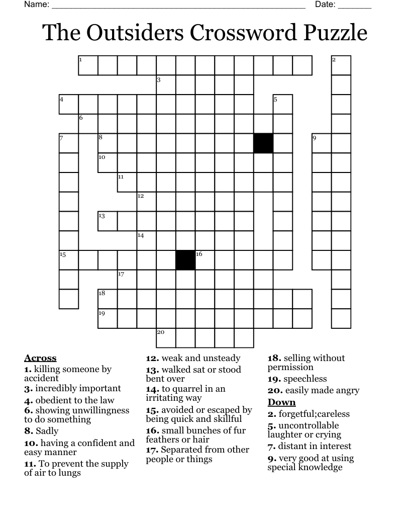 Outsiders Crossword Puzzle Answers Prntbl concejomunicipaldechinu gov co