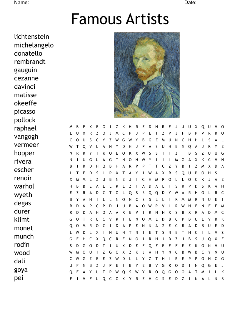Painting Crosswords Word Searches Bingo Cards WordMint Painting Crosswords Word Searches Bingo Cards WordMint