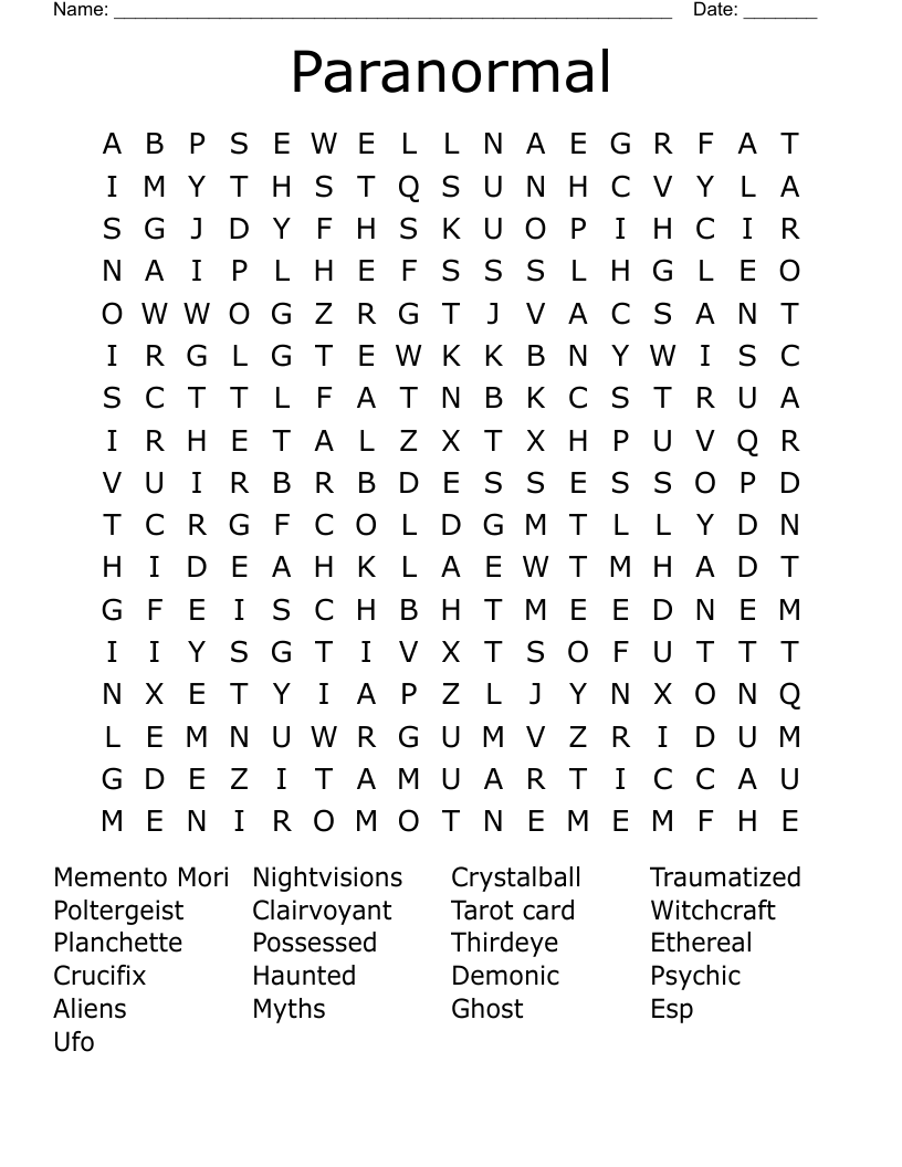 Paranormal Word Search WordMint
