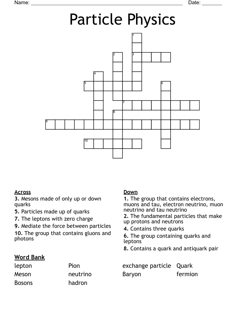 Particle Physics Crossword WordMint Particle Physics Crossword WordMint