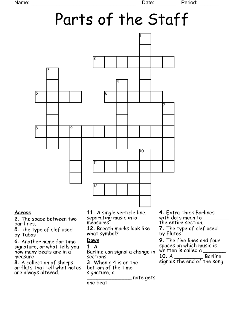 Parts Of The Staff Crossword WordMint