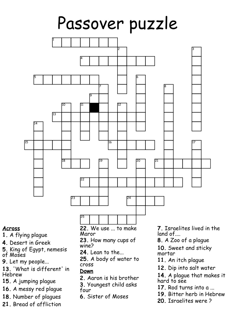Passover Crossword Puzzle Printable Free Printable Templates Passover Crossword Puzzle Printable Free Printable Templates