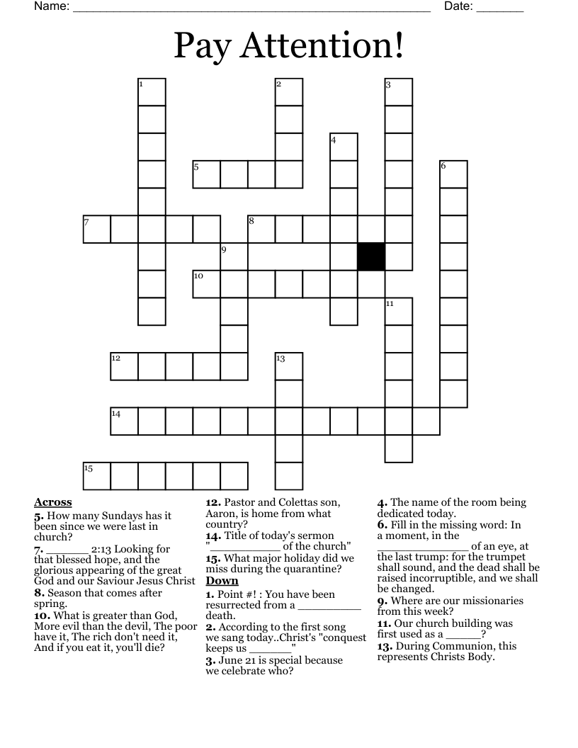 Pay Attention To Crossword Clue Pay Attention To Crossword Clue