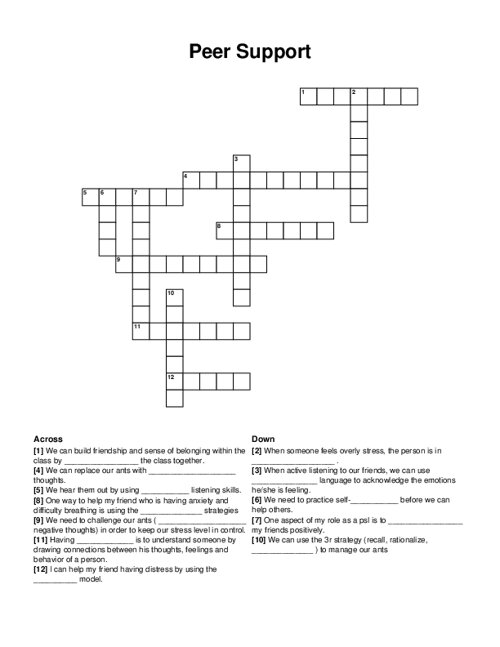 Peer Support Crossword Puzzle