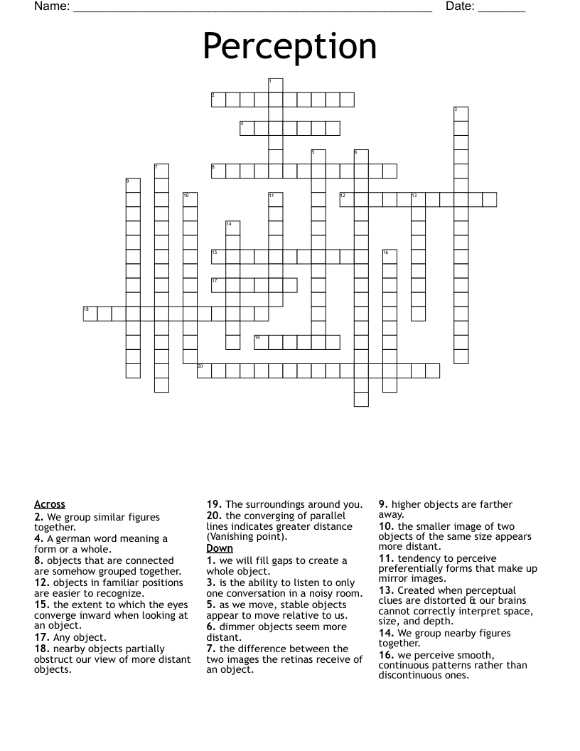 Perception Crossword WordMint