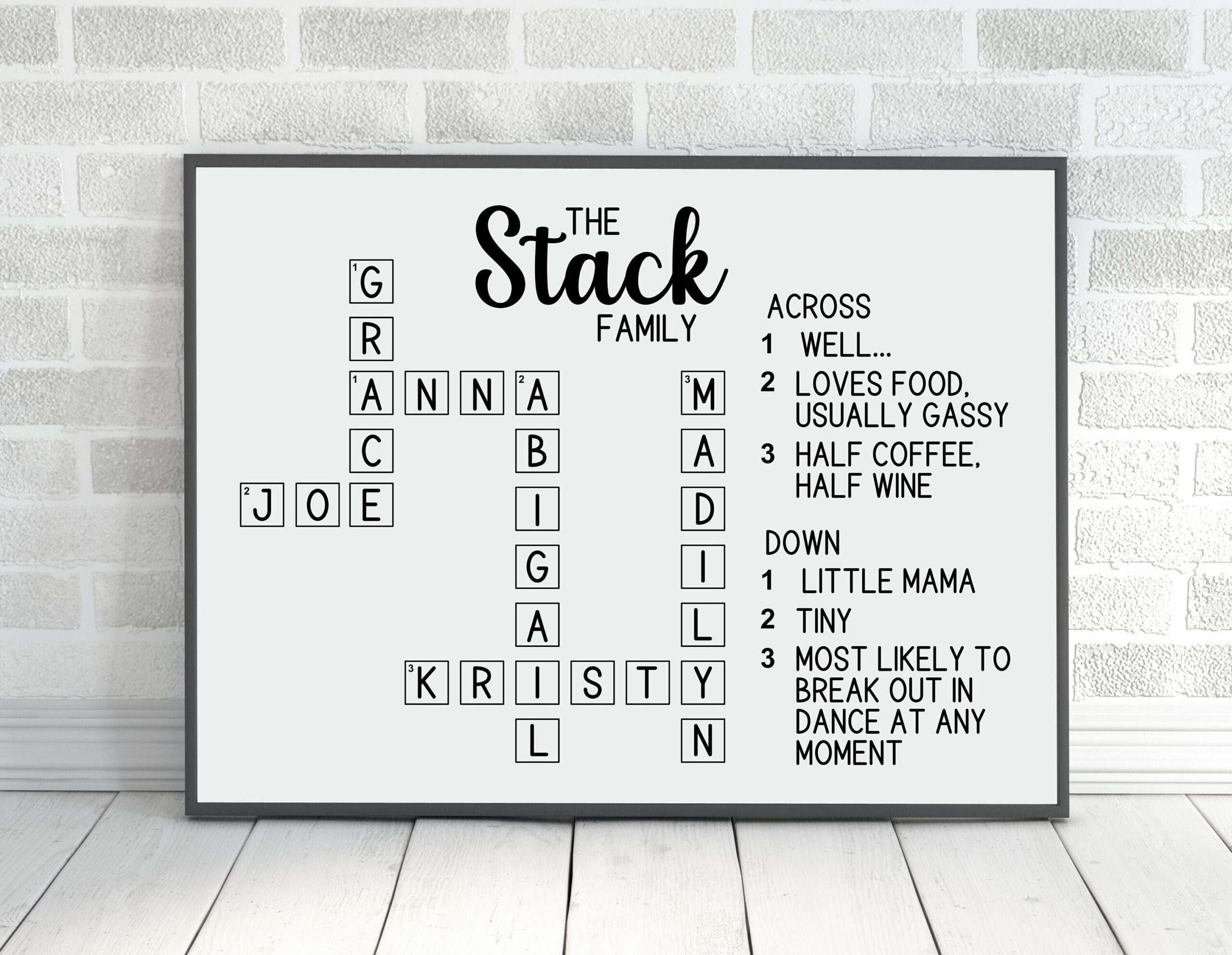 Personalized Family Crossword Puzzle Custom Family Name Sign Unique Christmas Gift Personalized Family Scrabble Print Crossword Print Etsy