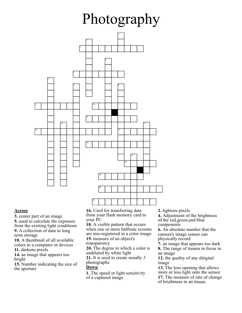 Photography Crossword WordMint Photography Crossword WordMint