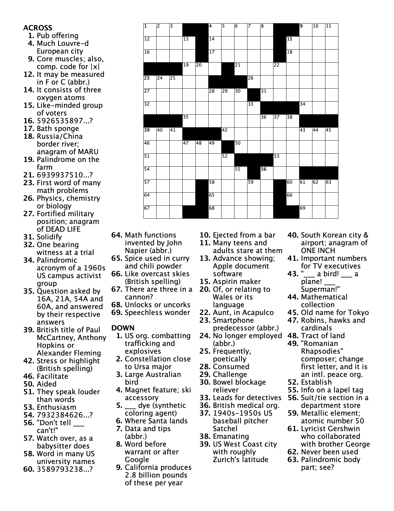Pi Day 2024 Crossword Puzzle Math Scholar Pi Day 2024 Crossword Puzzle Math Scholar