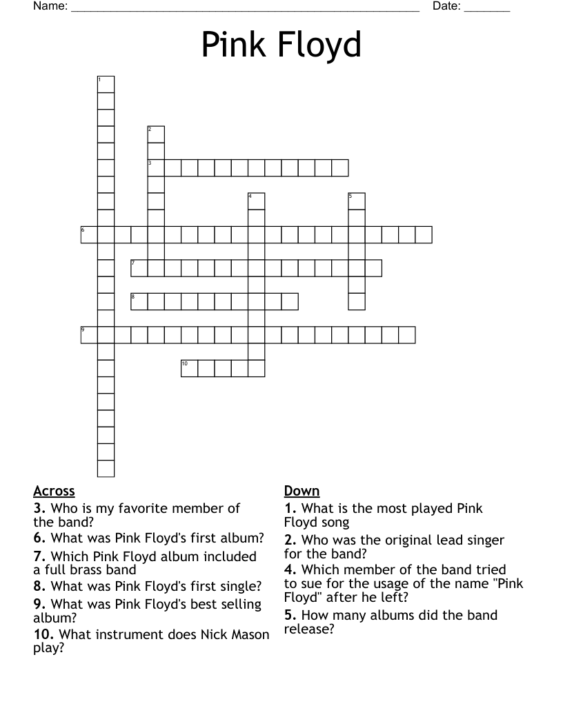 Pink Floyd Crossword WordMint Pink Floyd Crossword WordMint