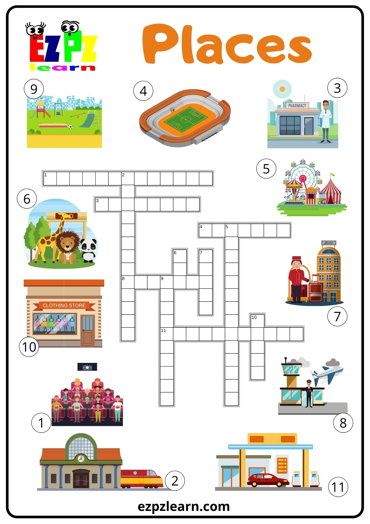 Places In The City 2 Crossword Ezpzlearn