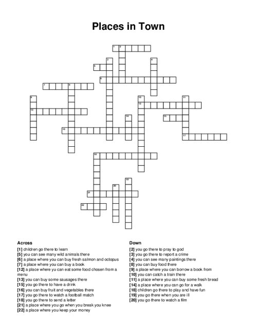 Places In The City Crossword Puzzle