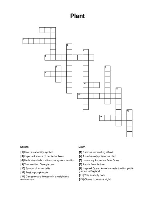 Plant Crossword Puzzle