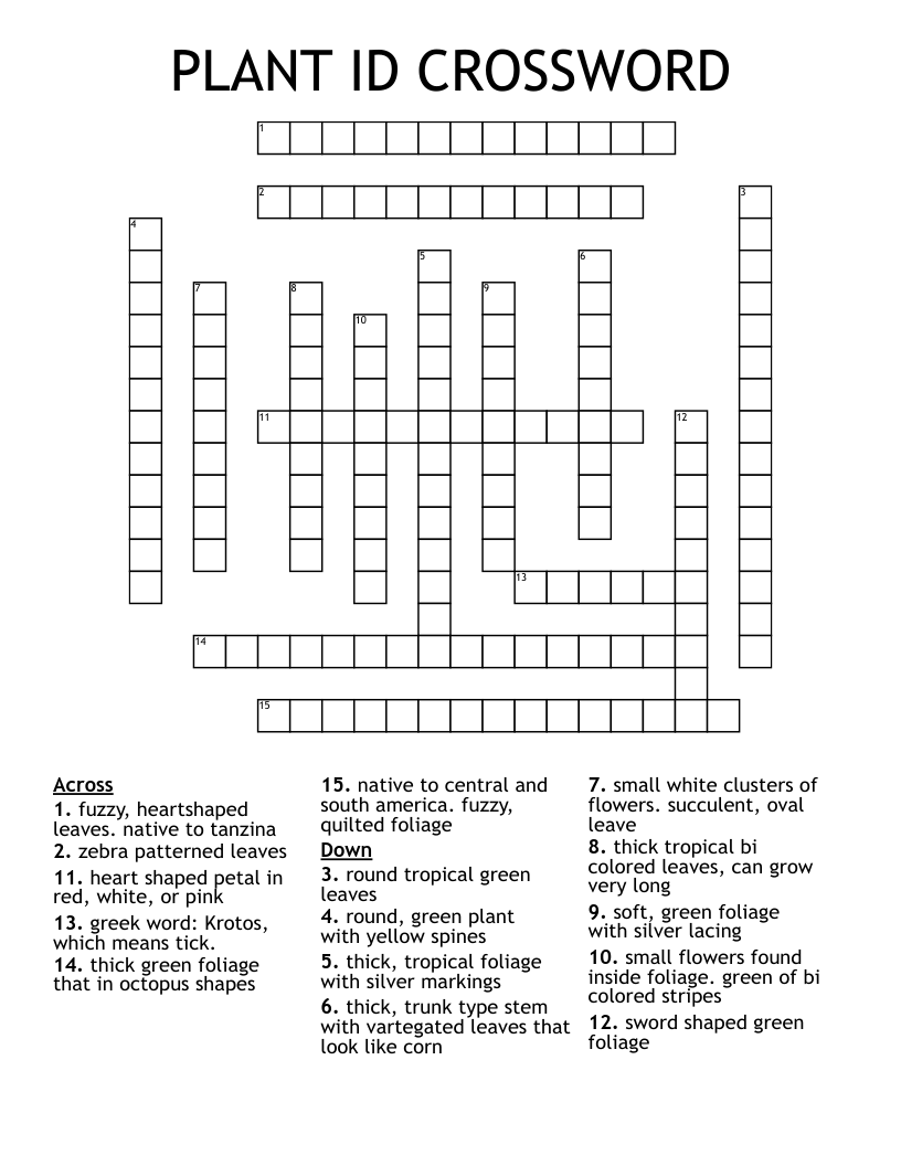 PLANT ID CROSSWORD WordMint