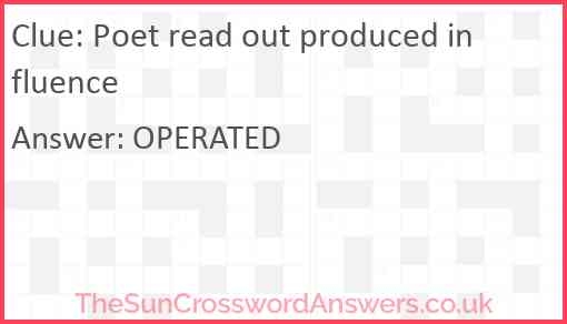 Poet Read Out Produced Influence Crossword Clue 