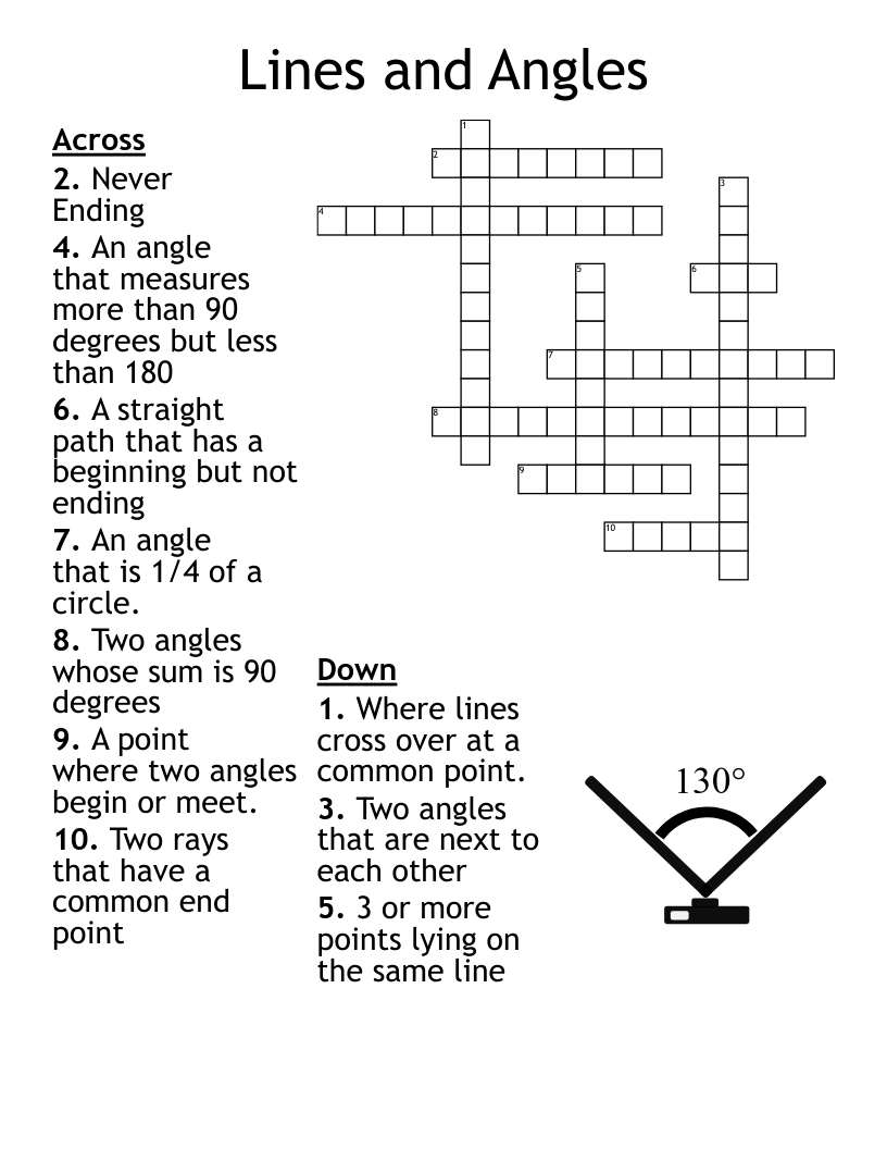 Point Line And Plane Terms Crossword WordMint