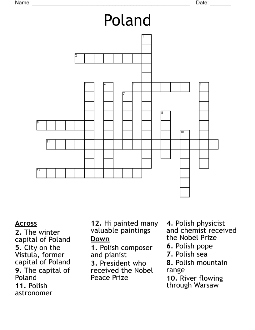 Poland Crossword WordMint