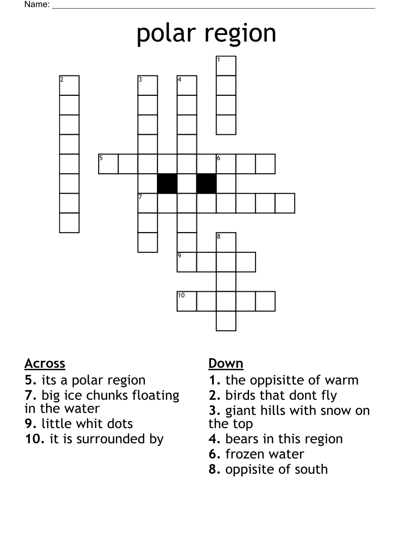 Polar Region Crossword WordMint