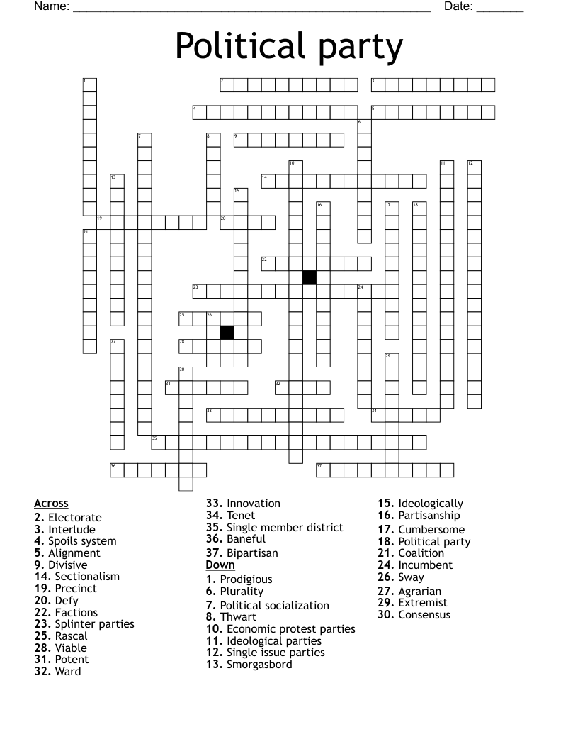 Political Party Crossword WordMint Political Party Crossword WordMint