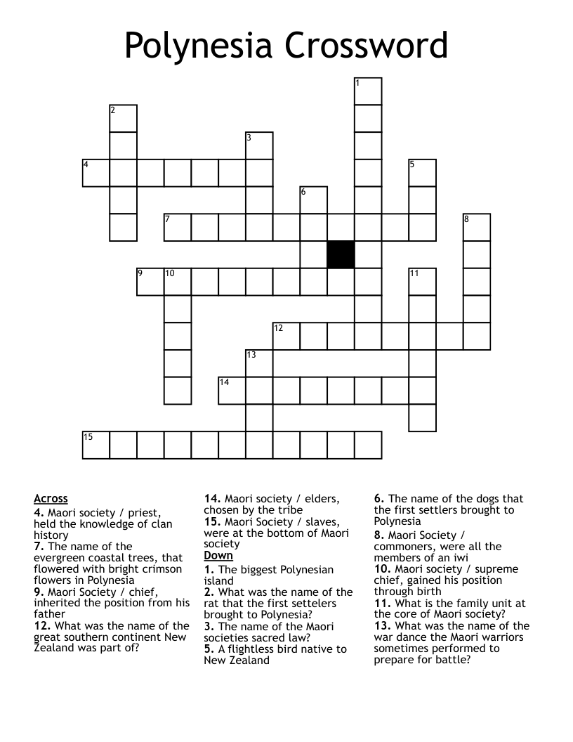 Polynesia Crossword WordMint