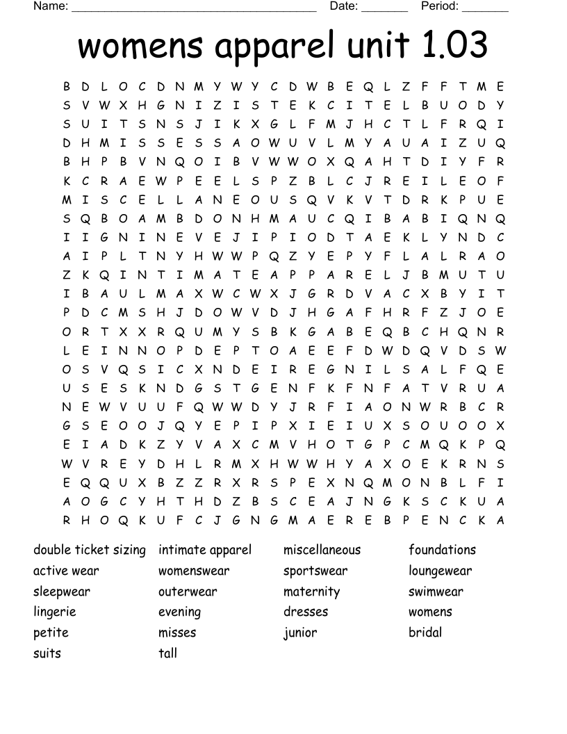 Popular Apparel Brands Crossword WordMint