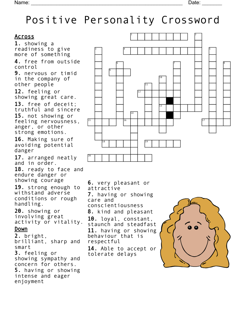 Positive Character Traits Crossword WordMint