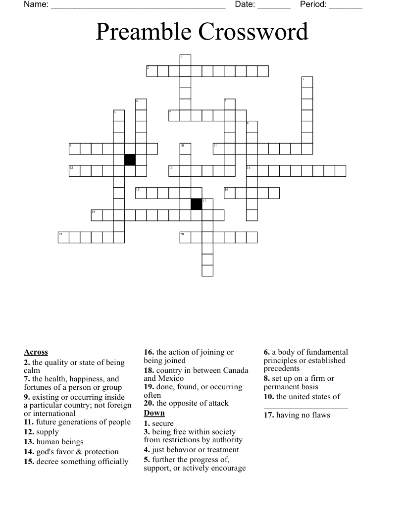 Preamble Crossword WordMint Preamble Crossword WordMint