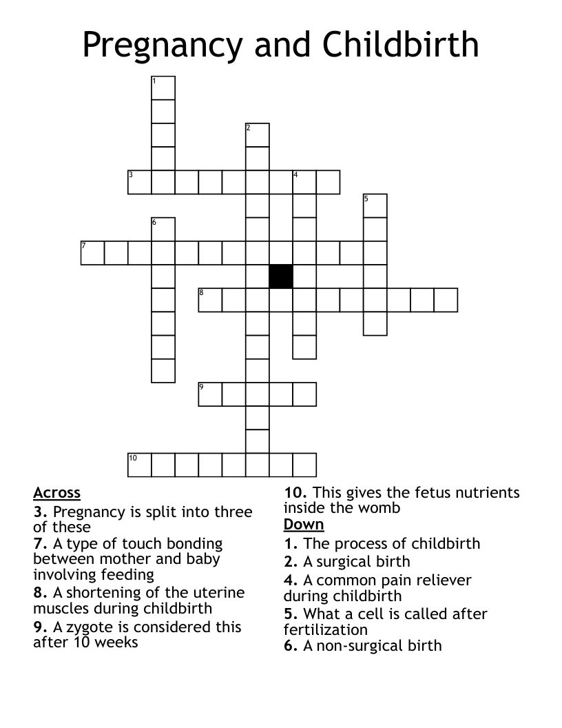 Pregnancy And Childbirth Crossword WordMint