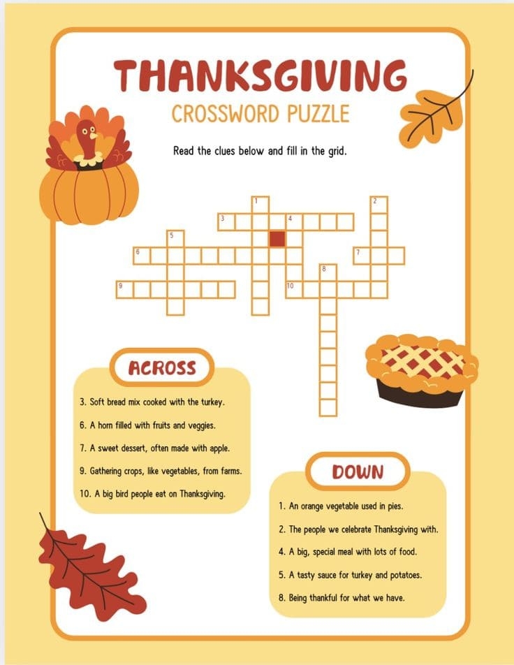 Printable Autumn Crossword Puzzles PrintableLib