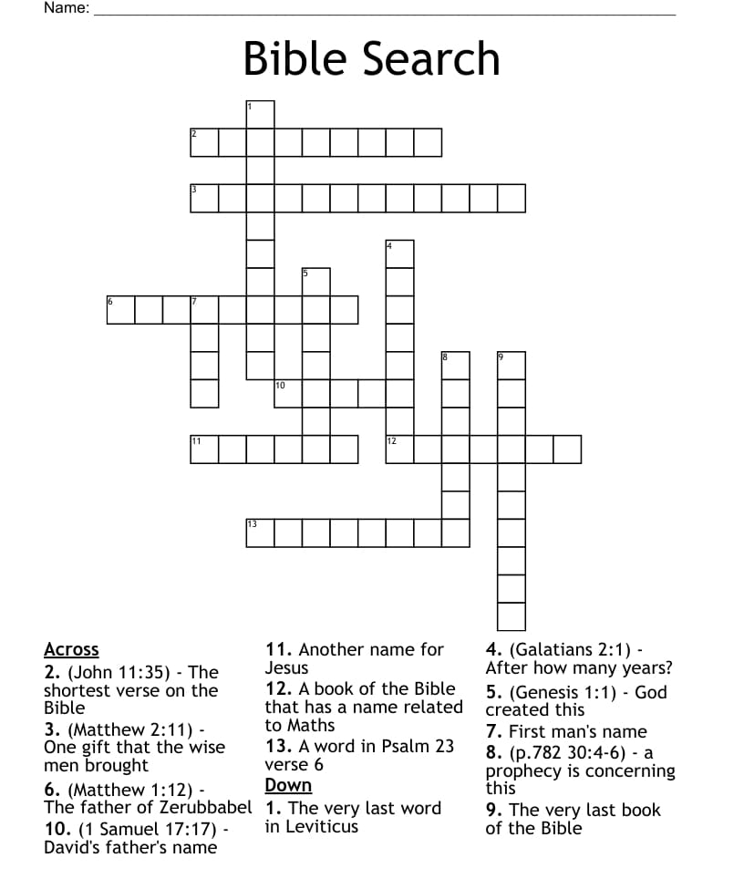 Printable Bible Crossword Puzzles Download Free Download And Print 
