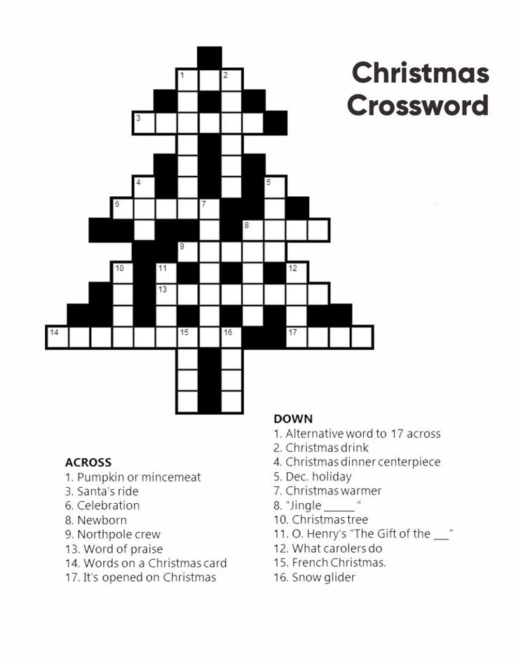 Printable Christmas Crossword Puzzles For Adults